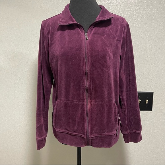 Merona Zip Up Merlot Purple Velour Track Suit Jacket XL - Picture 1 of 6